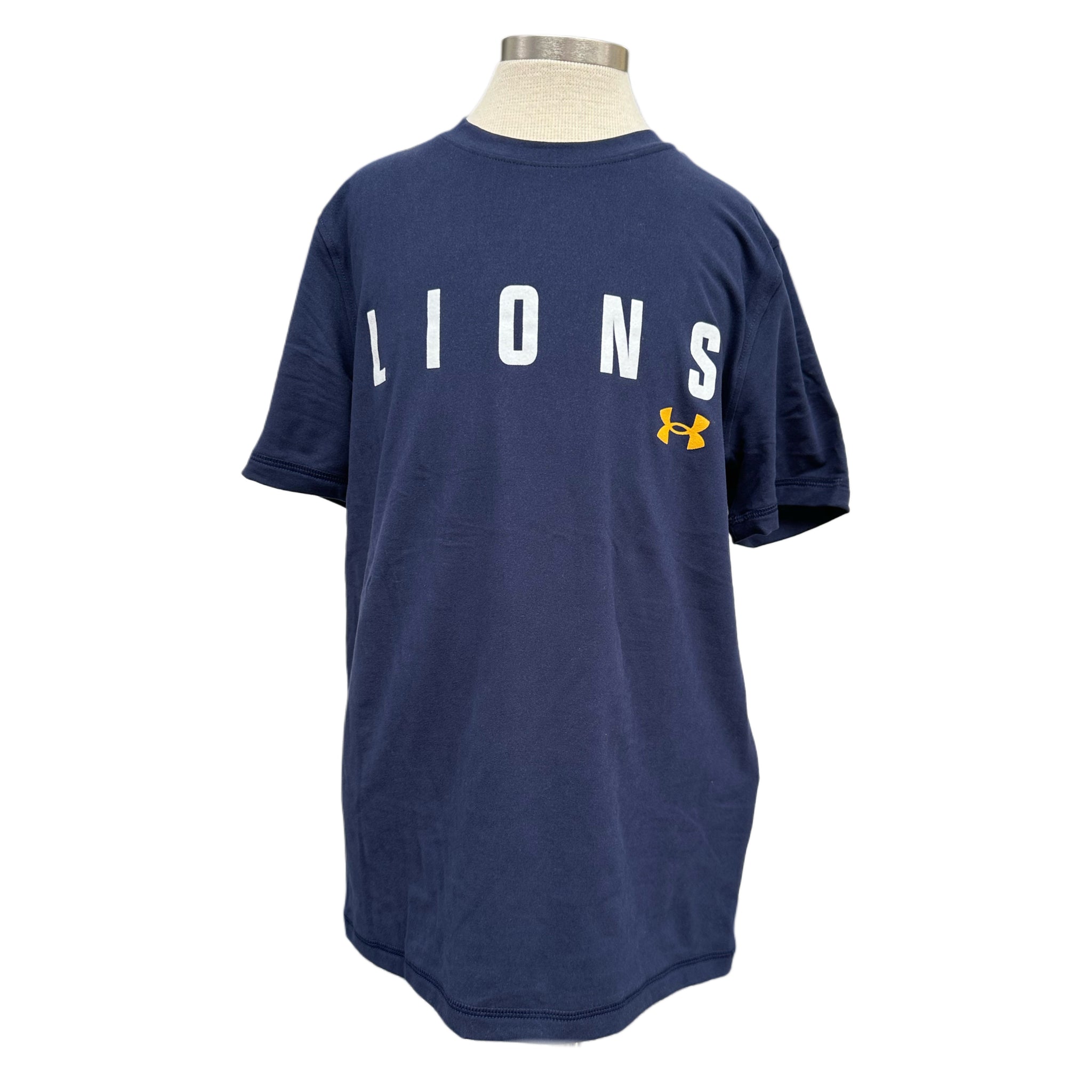 UA Boys' Stretch SS Navy Tee with LIONS