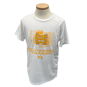 UA Boys' SS Tech Tee White with SM Lines