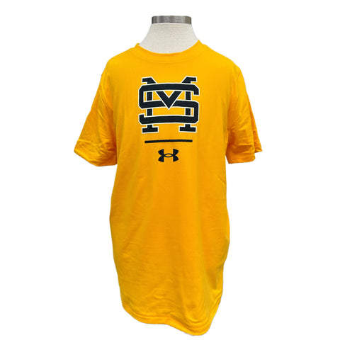 UA Boys' Stretch SS Gold Tee with Big SM