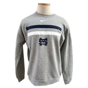 Nike Gray Club Fleece Crew with Stripes