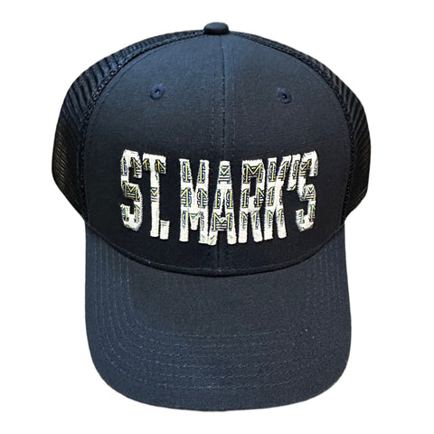 Navy Trucker Hat with SM Logos in St. Mark's