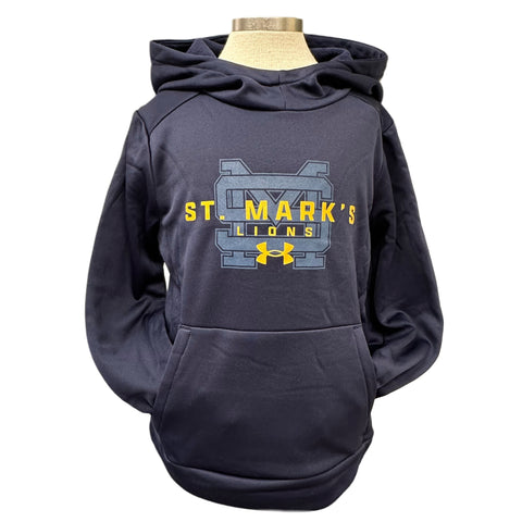 UA Boys' Armour Fleece Navy Hoodie with Tonal SM