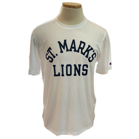 Champion Athletic SS White Tee with St. Mark's Lions